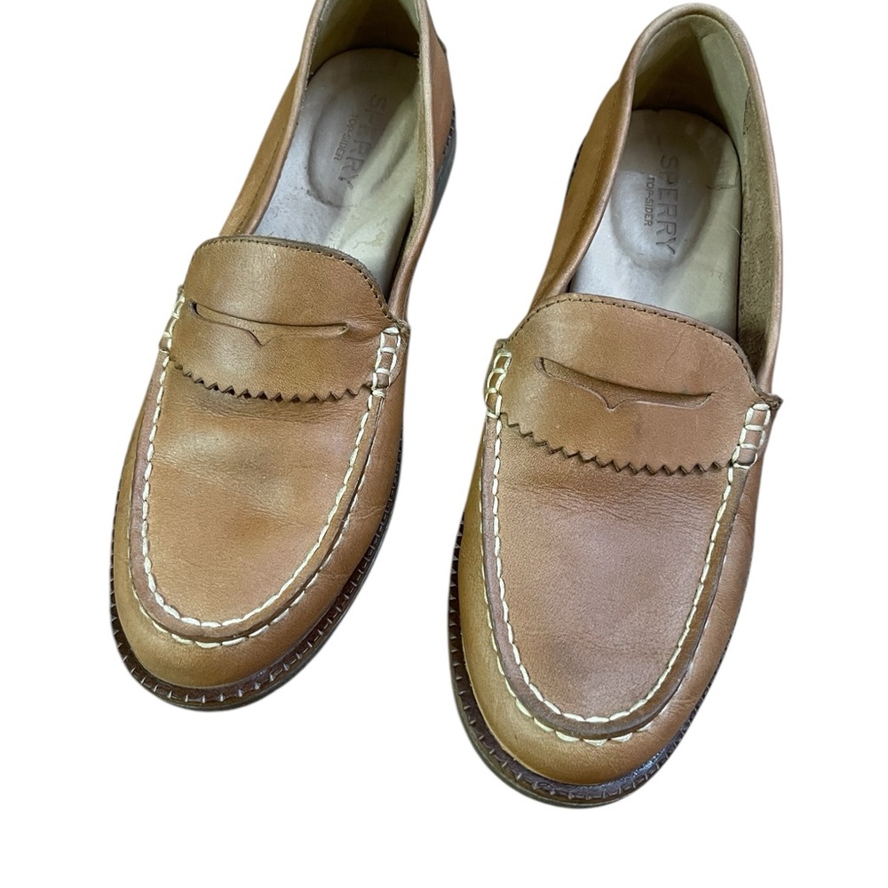 Sperry Seaport Camel/Tan Leather Slip-On Loafers w/ Penny Keeper Sz. 6.5 Casual - Picture 6 of 9